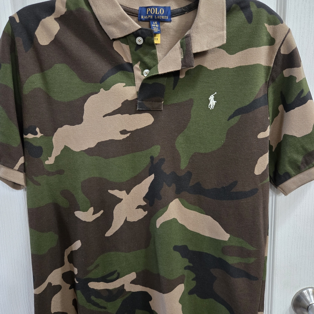 Polo by Ralph Lauren Green and Brown Camouflage Polo Shirt